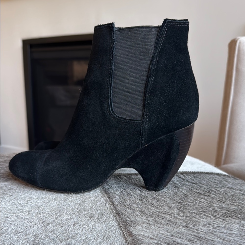 Modern Vintage Black Suede Ankle Boots